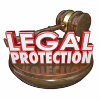 Legal protection sign with gavel