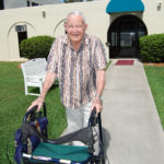 the senior patient using walker
