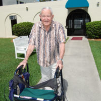 the senior patient using walker