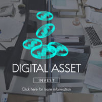 Coins and a digital asset sign